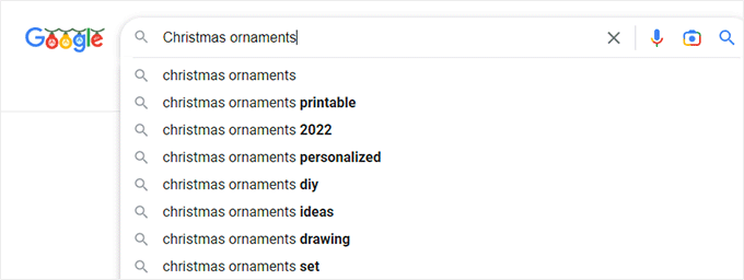 sugestii de cuvinte cheie cu coadă lungă în Căutarea Google long tail keyword suggestions in Google Search