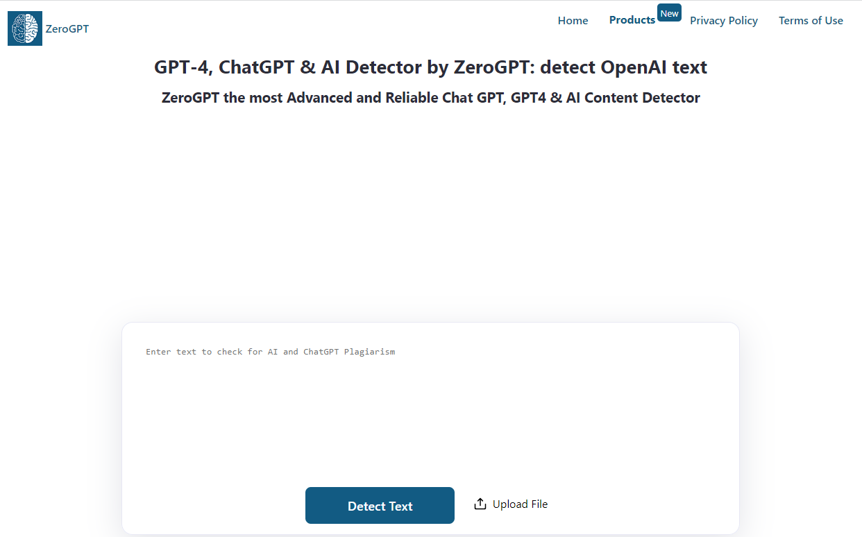 Detector de contenido de IA ZeroGPT/