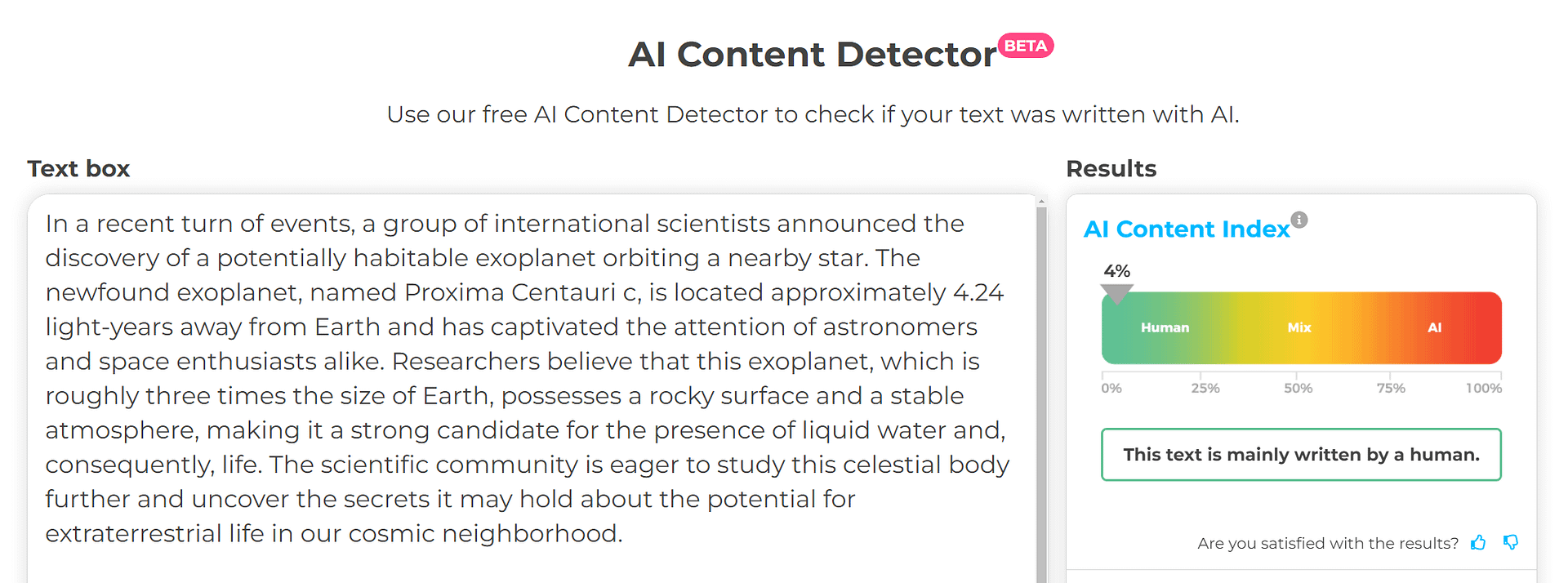 Rilevatore di contenuto AI Crossplag.