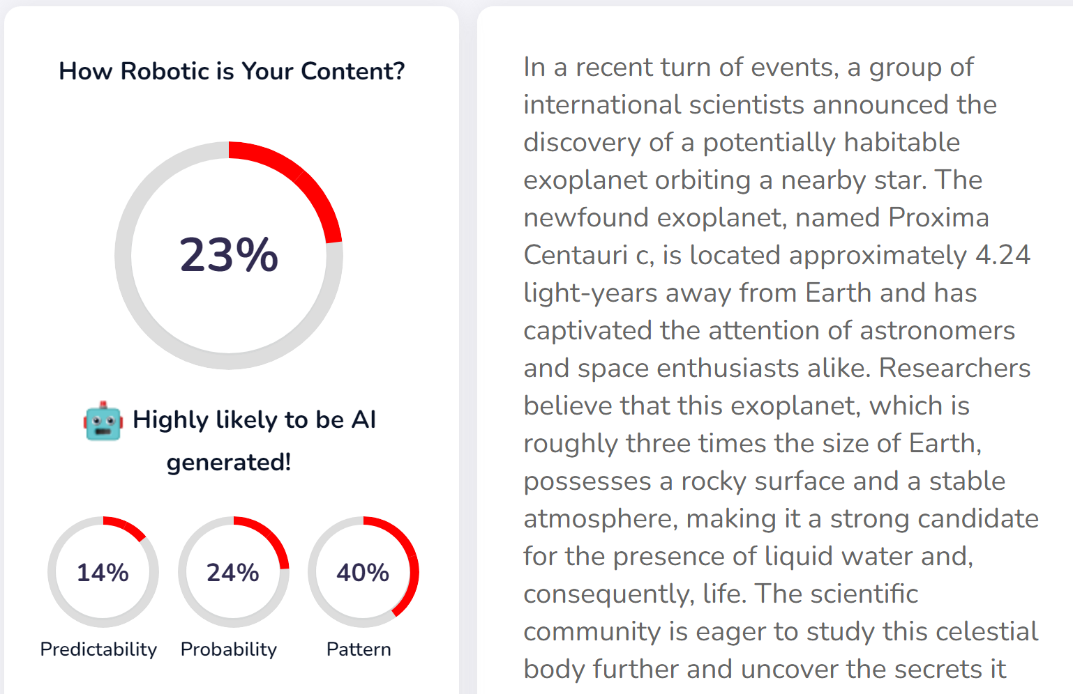 KI-Inhaltsdetektoren: Content at Scale-Test.