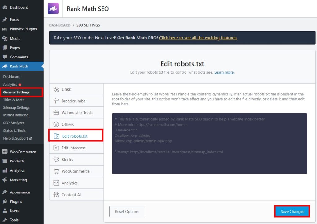 éditeur de mathématiques de rang modifier robots.txt dans wordpress