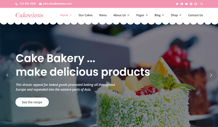蛋糕和糕点店业务的 12 个最佳 WordPress 主题 2023 11 cakecious 525