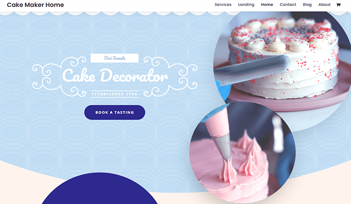 2023 年蛋糕和糕点店业务的 12 个最佳 WordPress 主题 3 divi cake layout 231