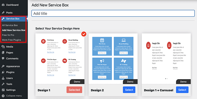 addnewservicebox SeedProd add new service box WordPress