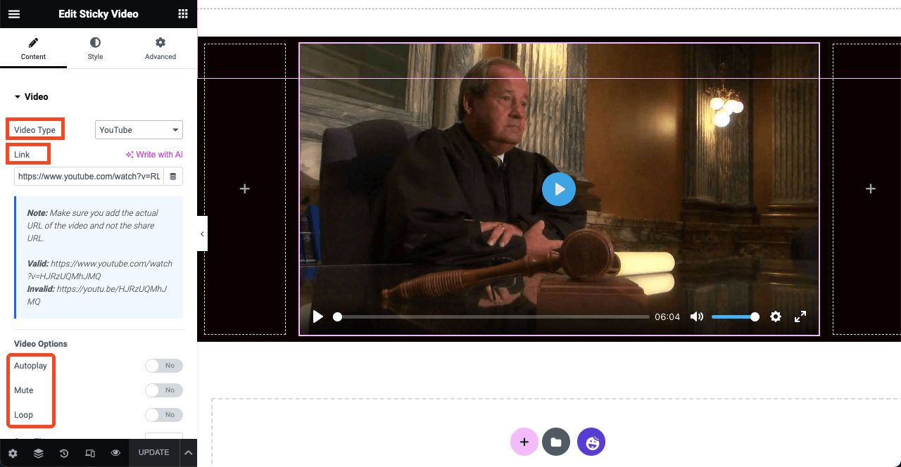 Jak stworzyć stronę prawnika za pomocą Elementora i HappyAddons 23 Video Options