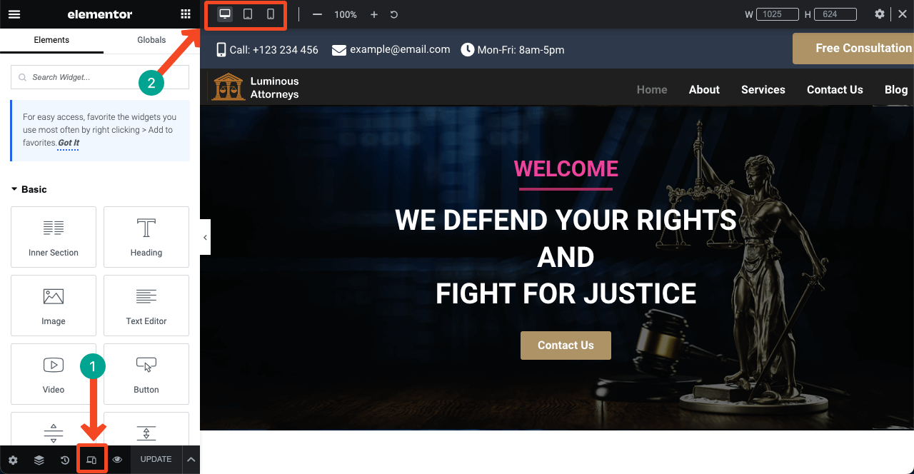 Jak stworzyć stronę prawnika za pomocą Elementora i HappyAddons 33 Make website mobile responsive