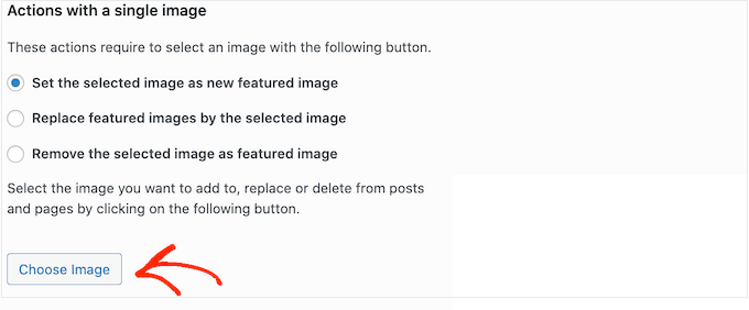 Memilih tindakan edit massal untuk gambar unggulan WordPress Anda Choosing a bulk edit action for your WordPress featured images