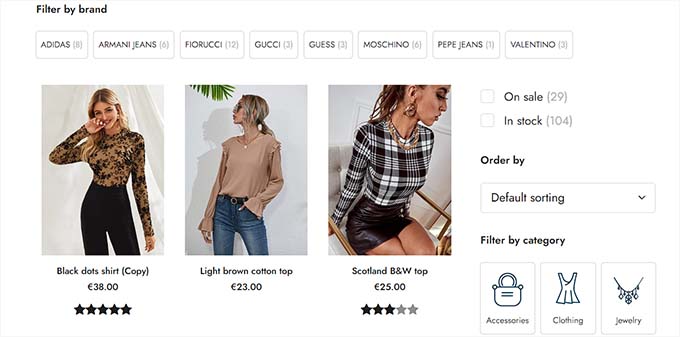 WooCommerce 제품 필터 미리보기 WooCommerce Product filter preview