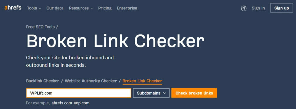 ahrefs リンク切れチェッカー