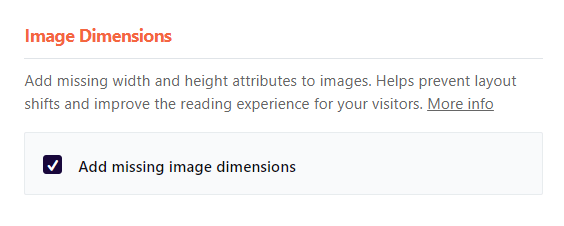 Agregar dimensiones de imagen faltantes en WP Rocket.