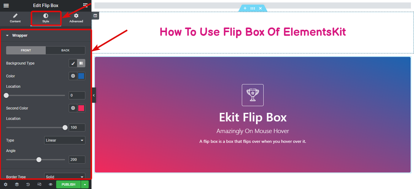 إعدادات المجمع من flip box- كيفية إنشاء Flipbox Overlays and Hovers في WordPress