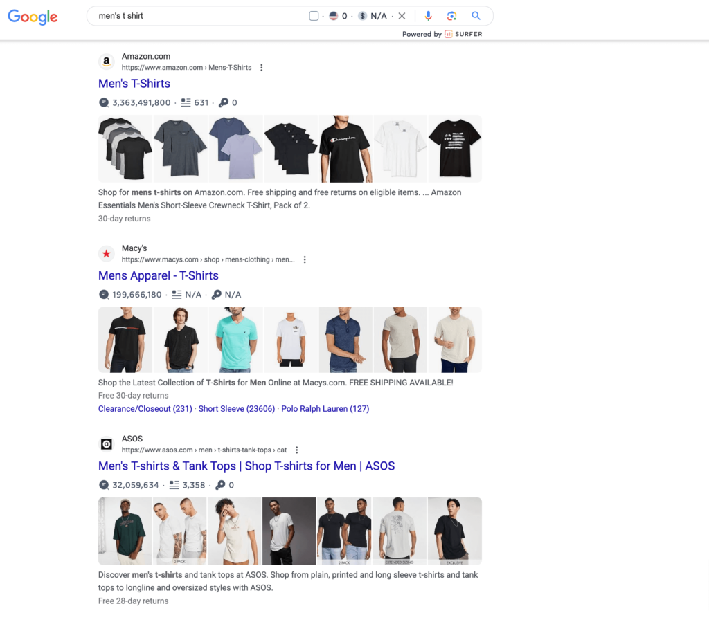 Esta es una captura de pantalla para las etiquetas de título de Google para consejos de SEO de comercio electrónico