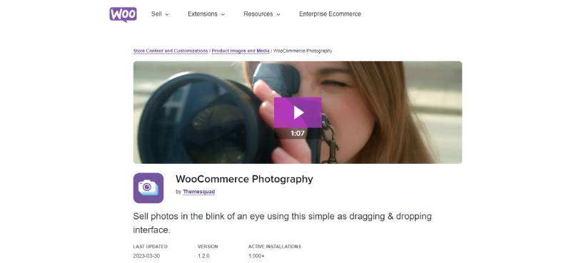 woocommerce Wordpress plugin للمصورين