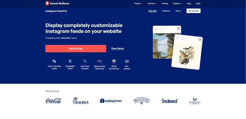 instagram feed pro plugin homepage screenshot