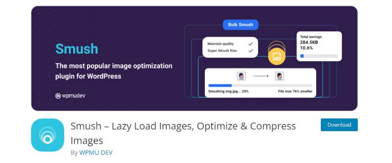 smush wordpress plugin للمصورين تنزيل لقطة شاشة لصفحة