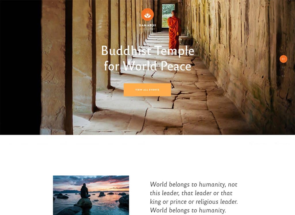 Samadhi — motyw WordPress w orientalnej świątyni buddyjskiej