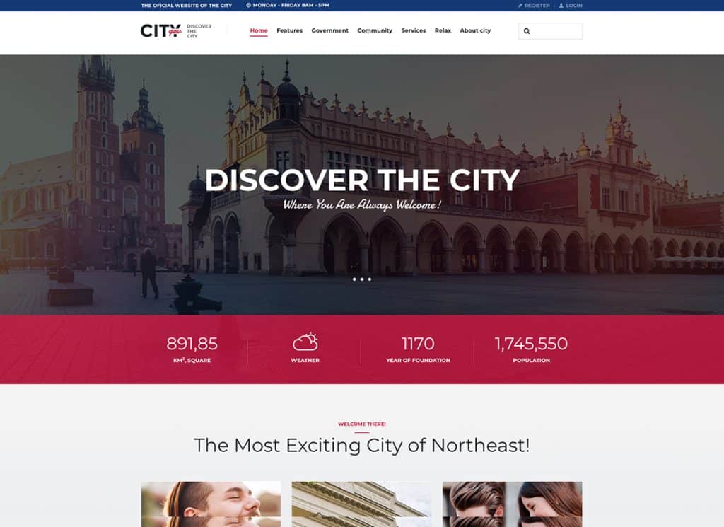 Guvernul orașului și portalul municipal Tema politică WordPress