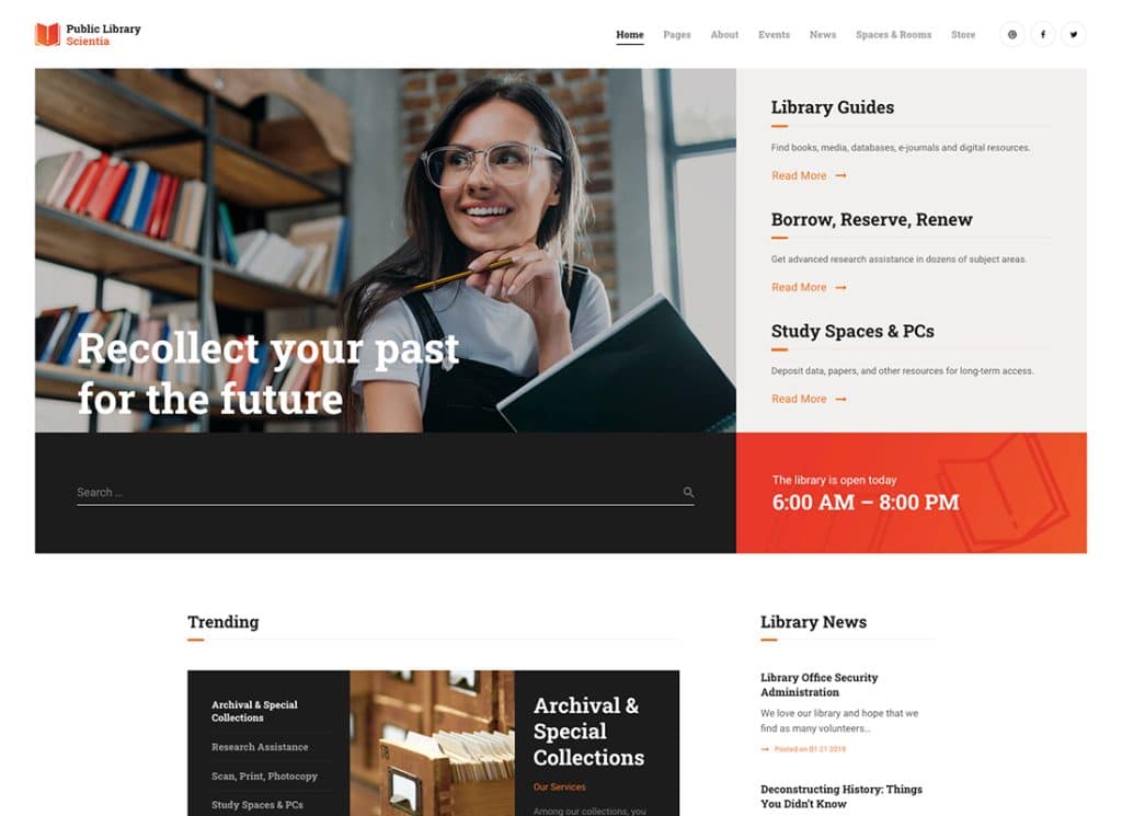 Scientia – WordPress-Theme für Bildung in öffentlichen Bibliotheken und Buchhandlungen