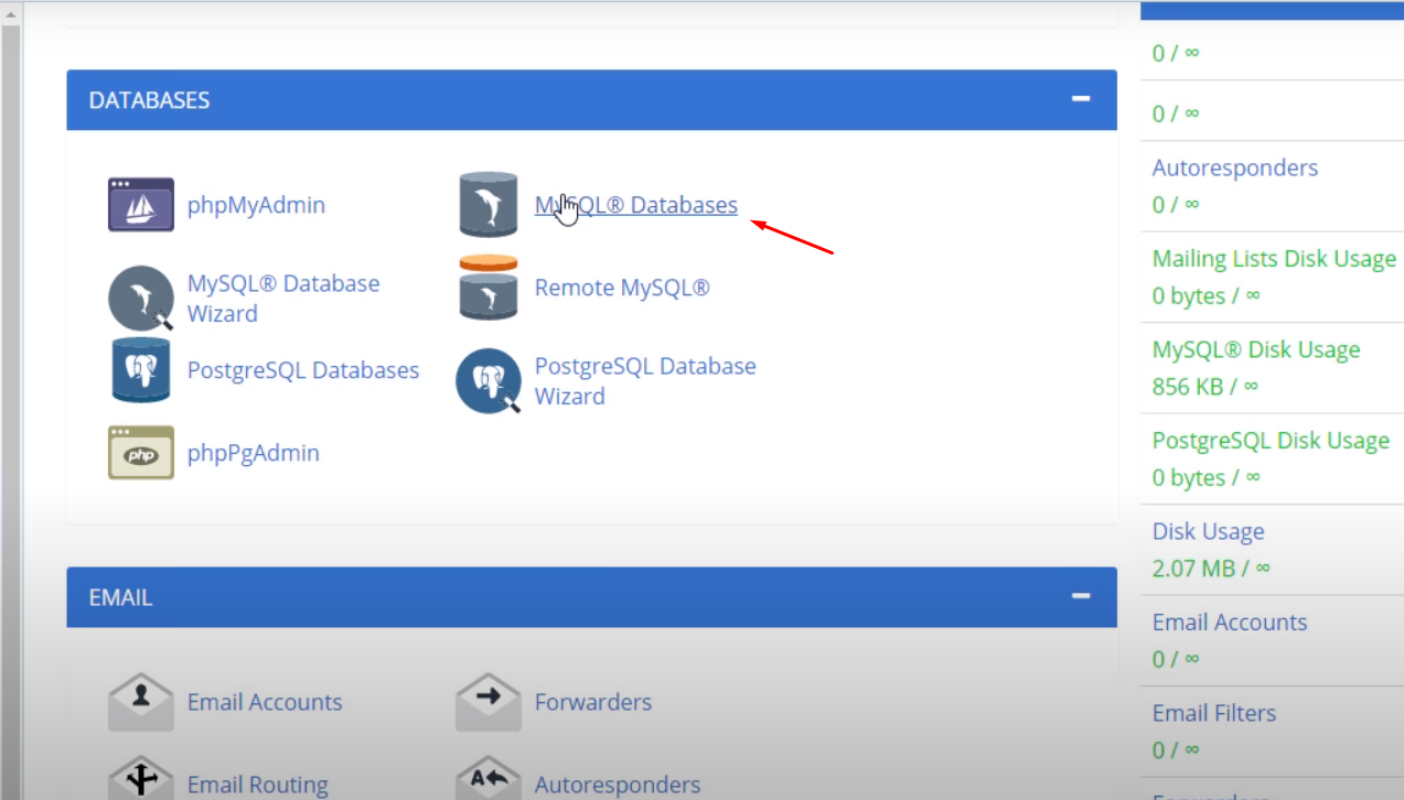 На этом изображении показан вариант базы данных MySQL на FTP-сервере.