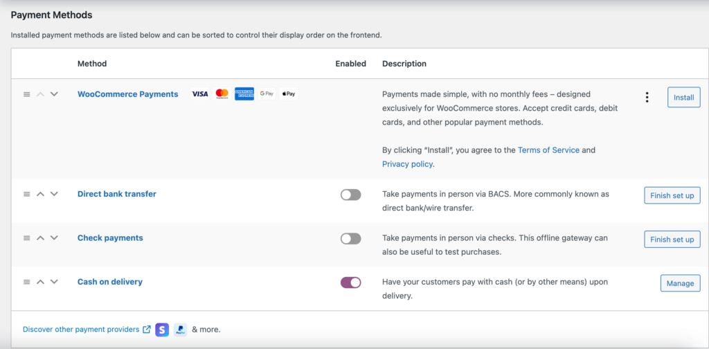 วิธีสร้างตลาดร้านหนังสือออนไลน์ใน WordPress 7 This is a screenshot of all the Payment Methods
