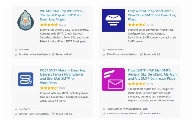 Plugins SMTP populaires pour WordPress