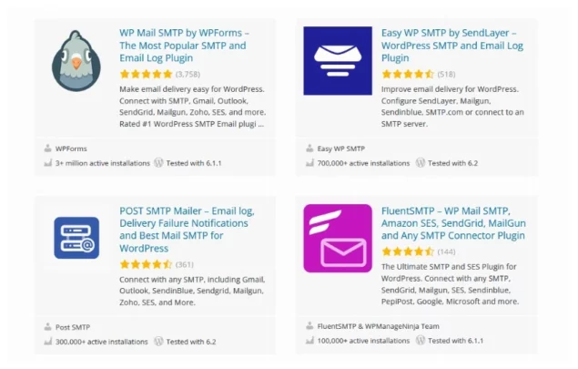 Plugins SMTP populares para WordPress