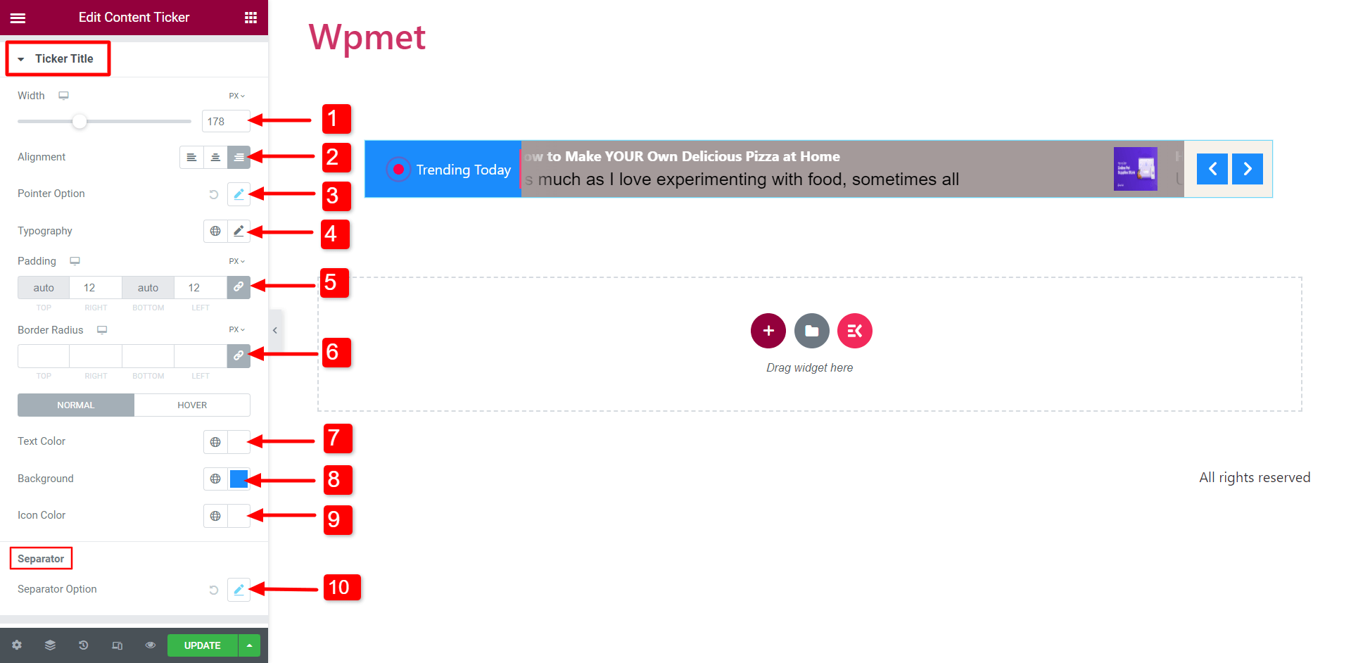 Ticker de știri în WordPress - Titlu ticker