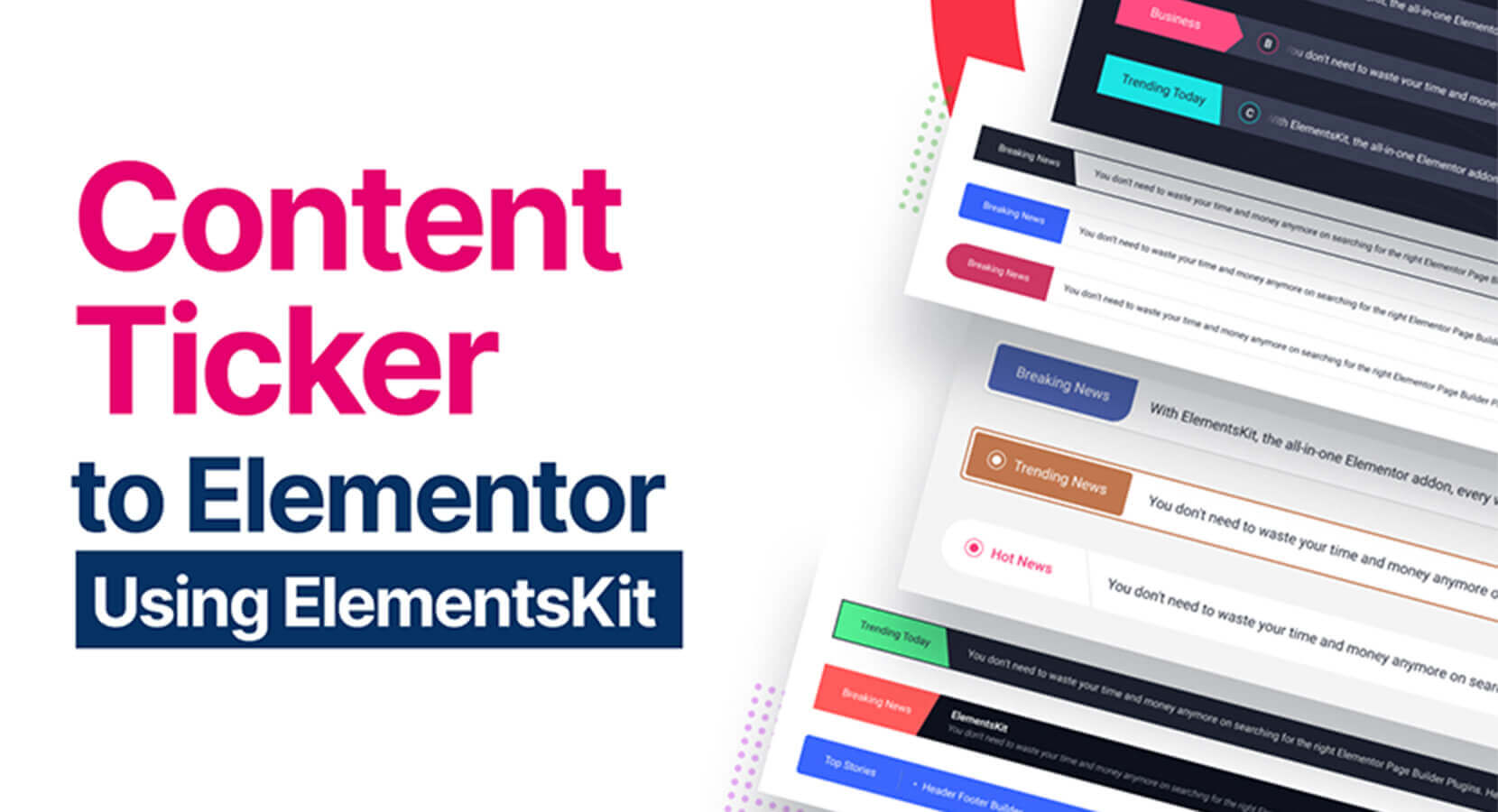 Ticker Știri în WordPress - ElementsKit Content Ticker