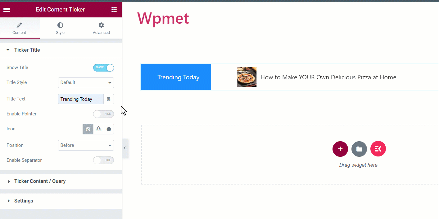Ticker Știri în WordPress - Titlu