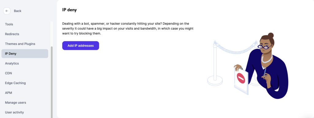 セキュリティを向上させるためのkinsta IP拒否機能