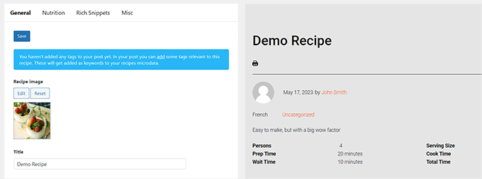 Tabloul de bord Zip Recipes Zip Recipes dashboard
