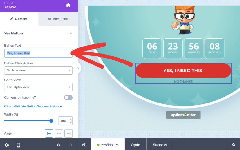 optinmonster でテキストを編集 - IsItWP - 無料の WordPress テーマ検出ツール edit text in optinmonster