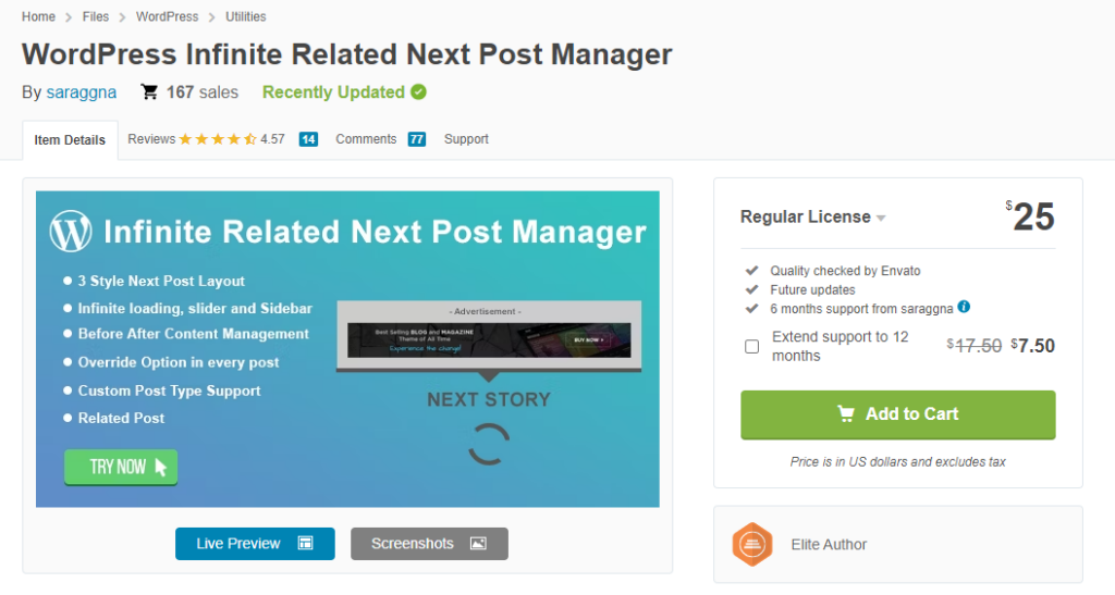 WordPress Infinite Verwandter Next Post Manager