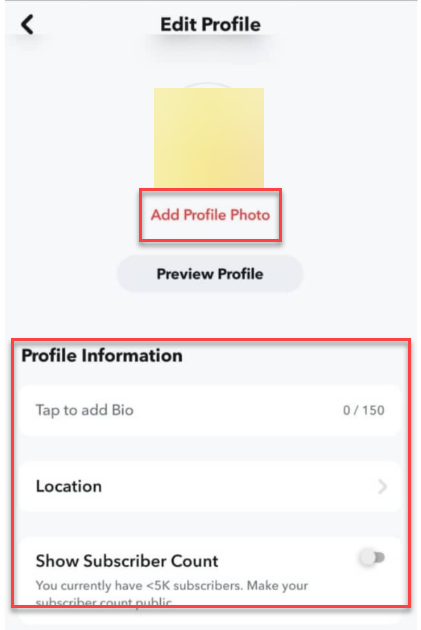Fonctionnalités du profil public