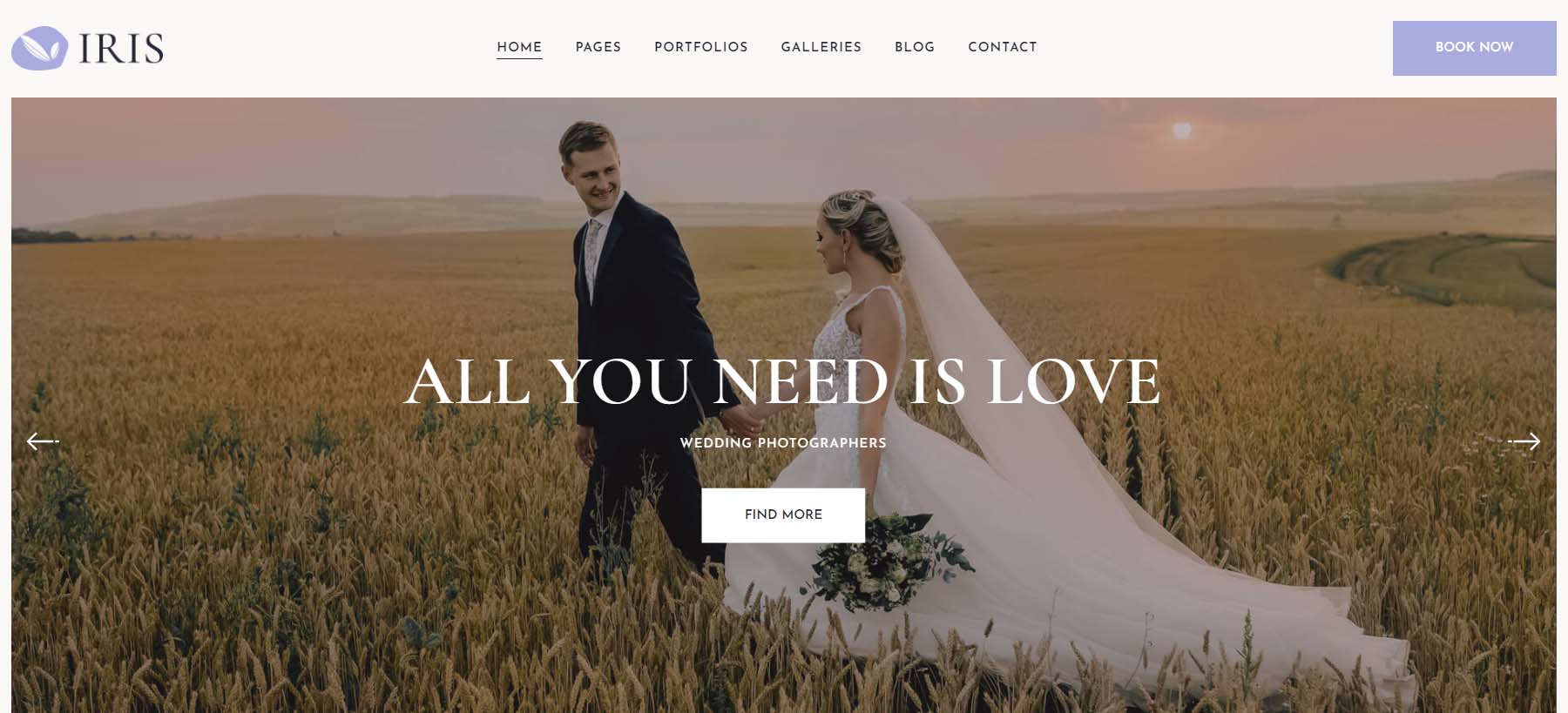 Iris, un tema de boda de WordPress