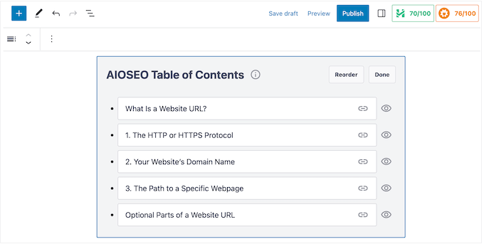 AIOSEO 目次ブロック The AIOSEO table of contents block