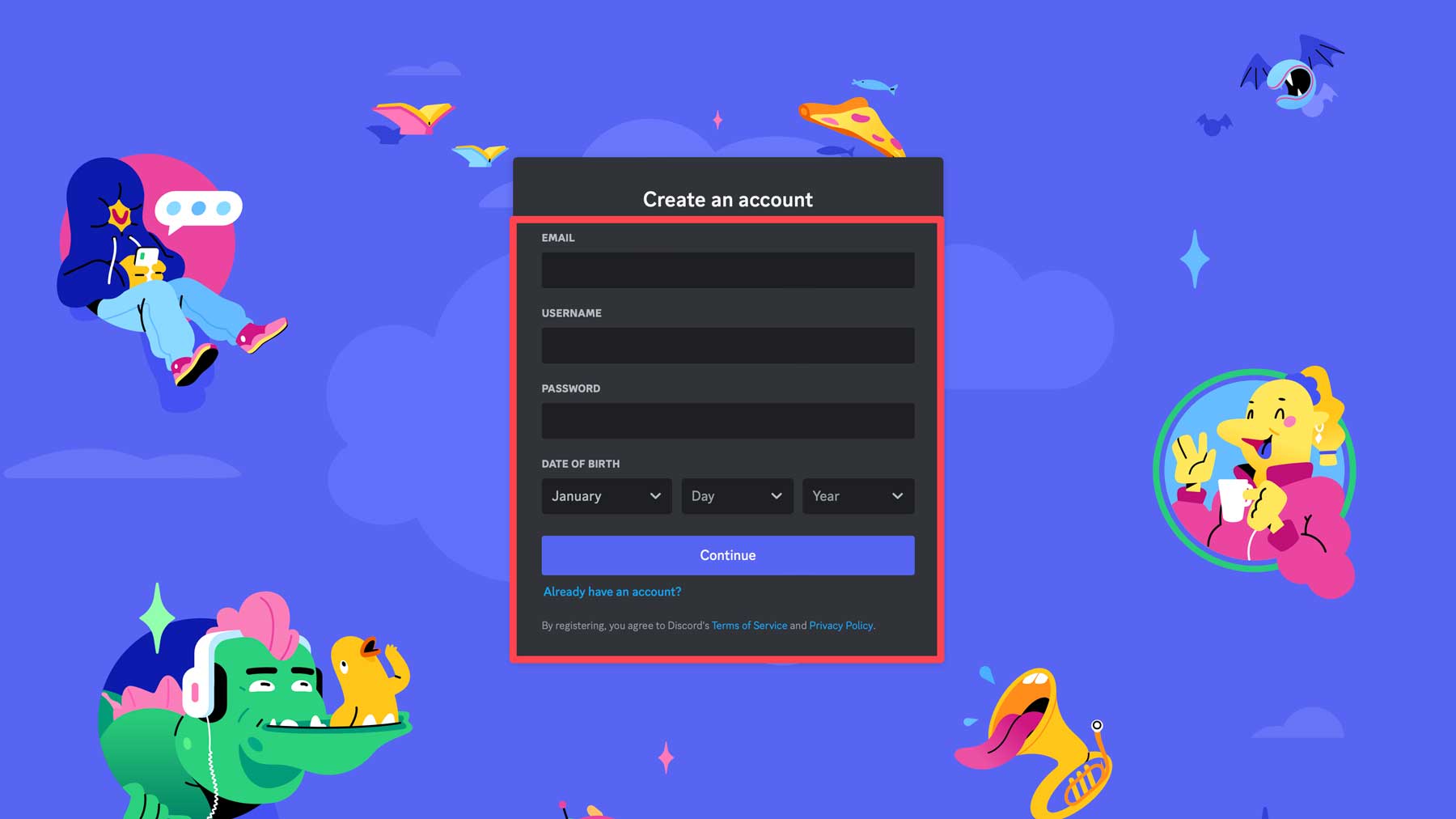 Création de compte Discord