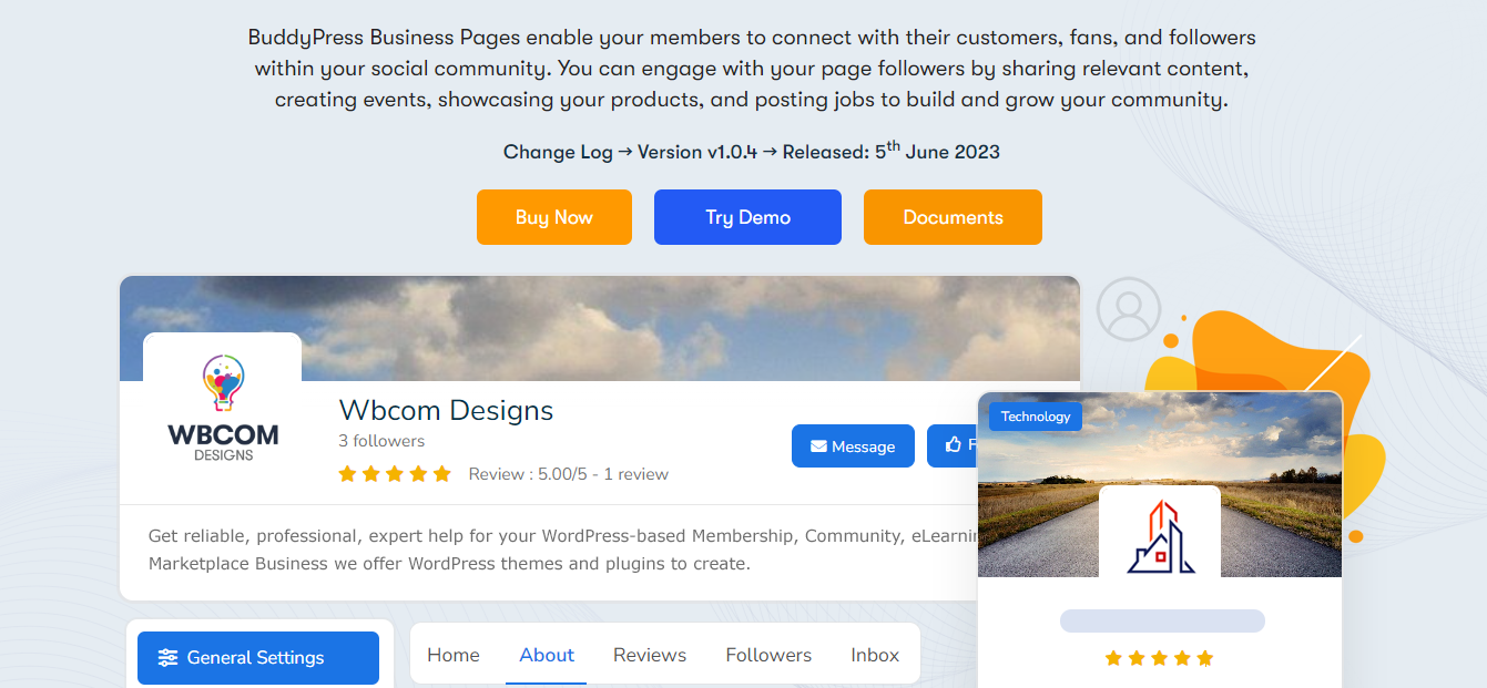 Plugin de profil d'entreprise BuddyPress