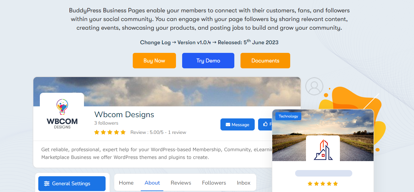 Complemento de perfil comercial de BuddyPress