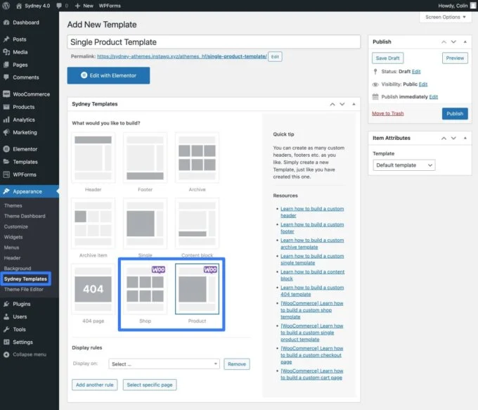 Șabloane Sydney WooCommerce