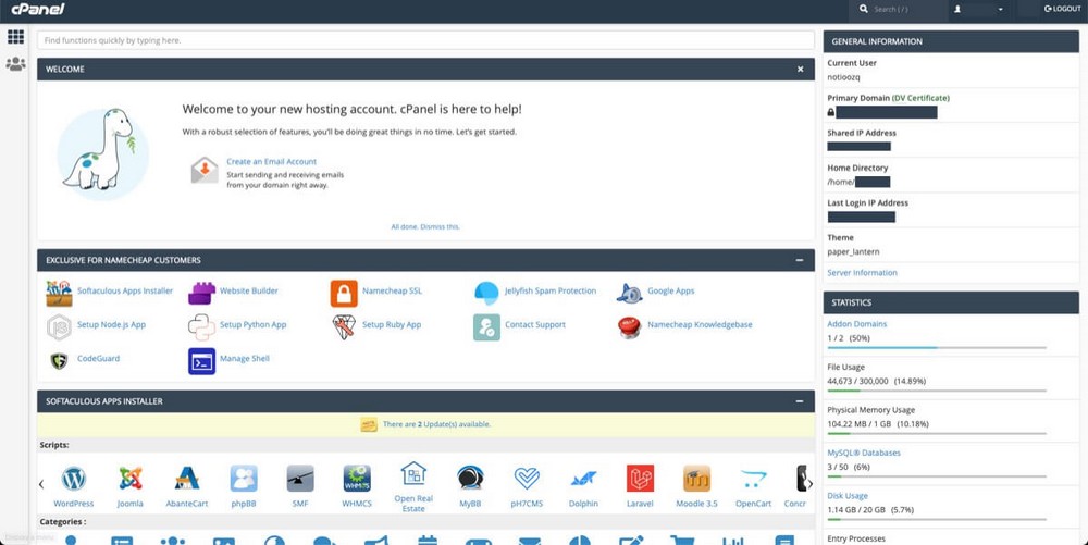 ตัวอย่าง cPanel