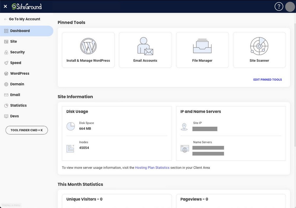 لوحة SiteGround