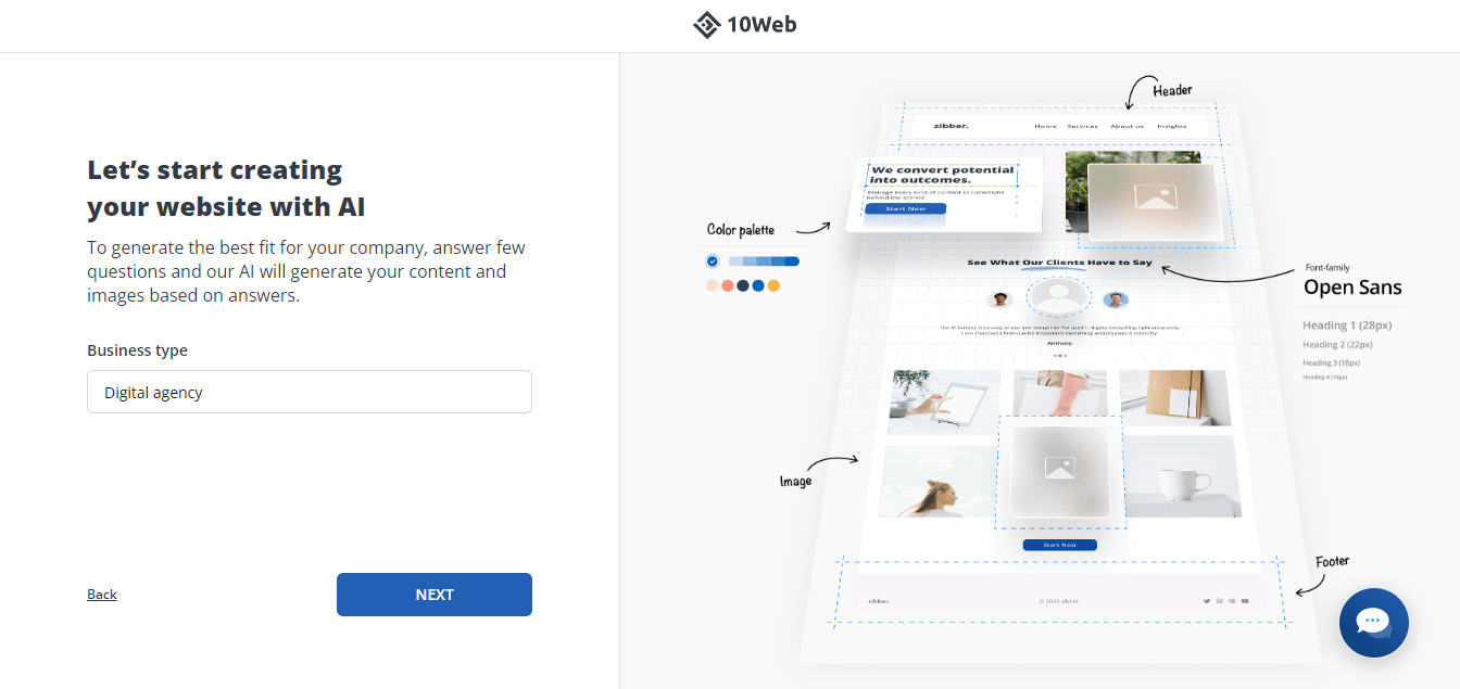 Menjawab beberapa pertanyaan untuk pembuat situs web AI 10Web.