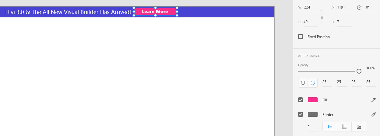 Adăugarea colțurilor rotunjite la unul dintre butoane.