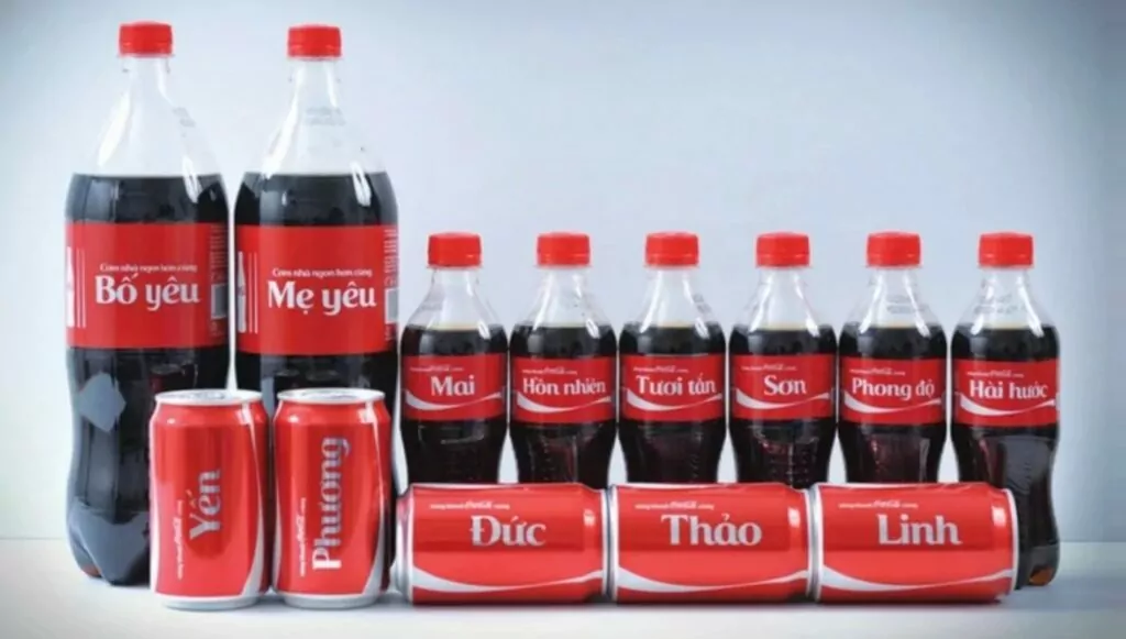 Esempio di marketing localizzato di bottiglie Share a Coke in Vietnam