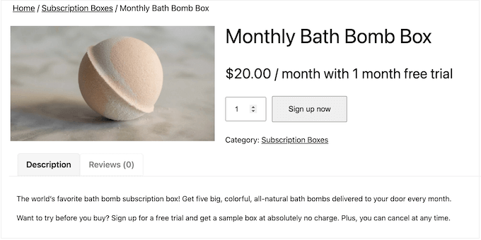 使用 WooCommerce 创建的免费试用订阅 A free trial subscription, created using WooCommerce