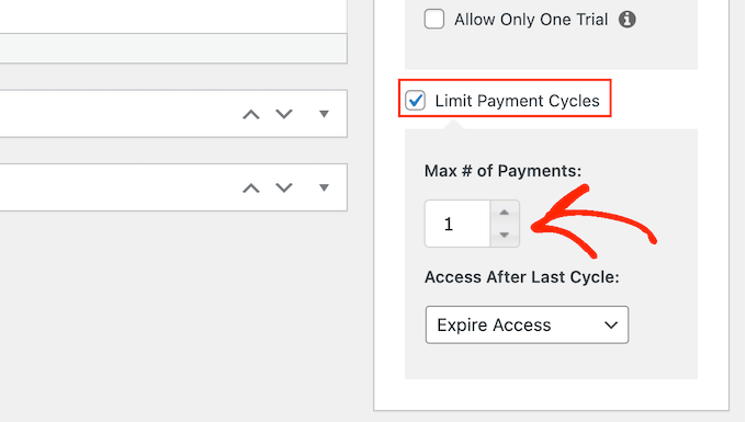 使用 MemberPress 限制付款周期 Limiting the payment cycles using MemberPress