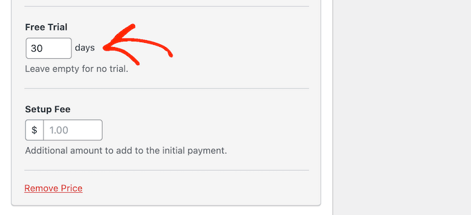 设置免费试用期 Setting the free trial duration