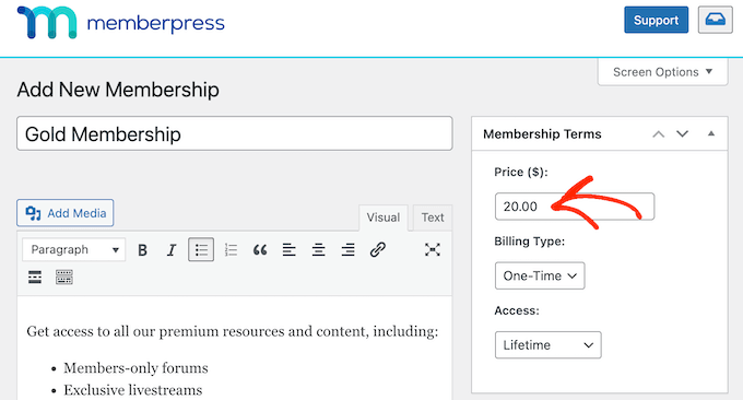 使用 MemberPress 创建付费会员订阅 Creating a paid membership subscription using MemberPress