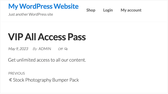 使用 Easy Digital Downloads 创建的全访问通行证示例 An example of an all access pass created using Easy Digital Downloads